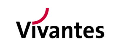 Das Bild zeigt das Vivantes-Logo mit dem Wort Vivantes in fetten schwarzen Buchstaben und einer roten geschwungenen Linie über dem ersten V, das das renommierte Nierenzentrum in Berlin Zehlendorf darstellt, auf weißem Hintergrund.